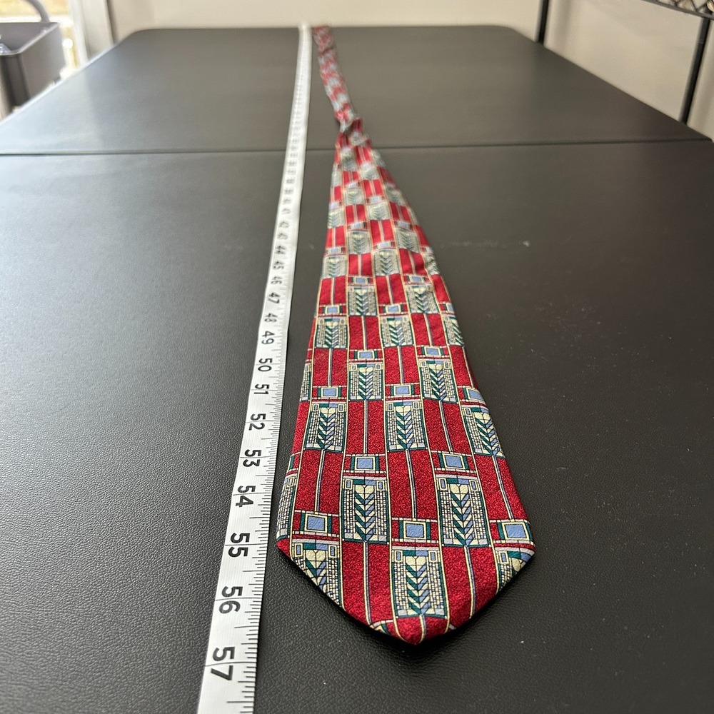 Vintage Frank Lloyd Wright Mens Silk Tie Made Italy Luxury Tree of Life Window - Picture 8 of 11